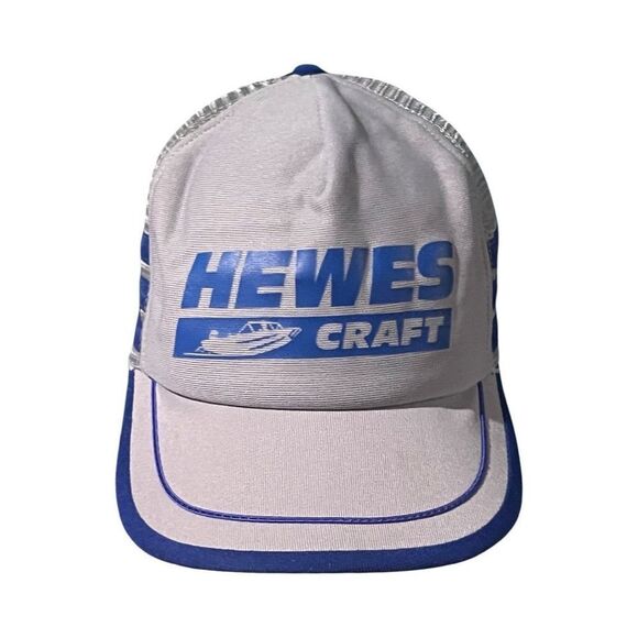 Vintage 3 Tripes Mesh Snap Back Adjustable Trucker Hat HewesCraft Blue & Gray